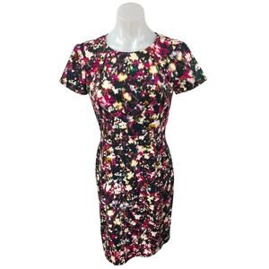 French Connection Multicolor Floral Short Sleeve Knee Length Sheath Dress Size S